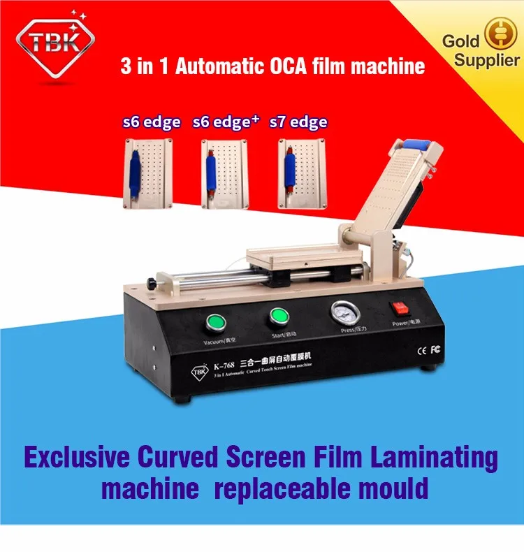  Newest 3 in 1 TBK-768 Automatic Curved Touch Screen OCA Film Laminating Machine For S6 S7 Edge Plus