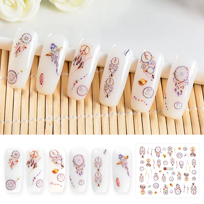 

RBAN NAIL 12pcs Water Sticker Nail Art Decoration Slider Watercolor Dreamcatcher Nail Design Manicure Decal Lacquer Accessory