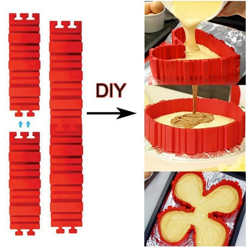 4 шт./компл. силиконовая форма для торта змея DIY Инструменты для выпечки в форме сердца прямоугольные Форма круглая форма для выпечки торта формы выпечки Инструменты 19*5,5 см