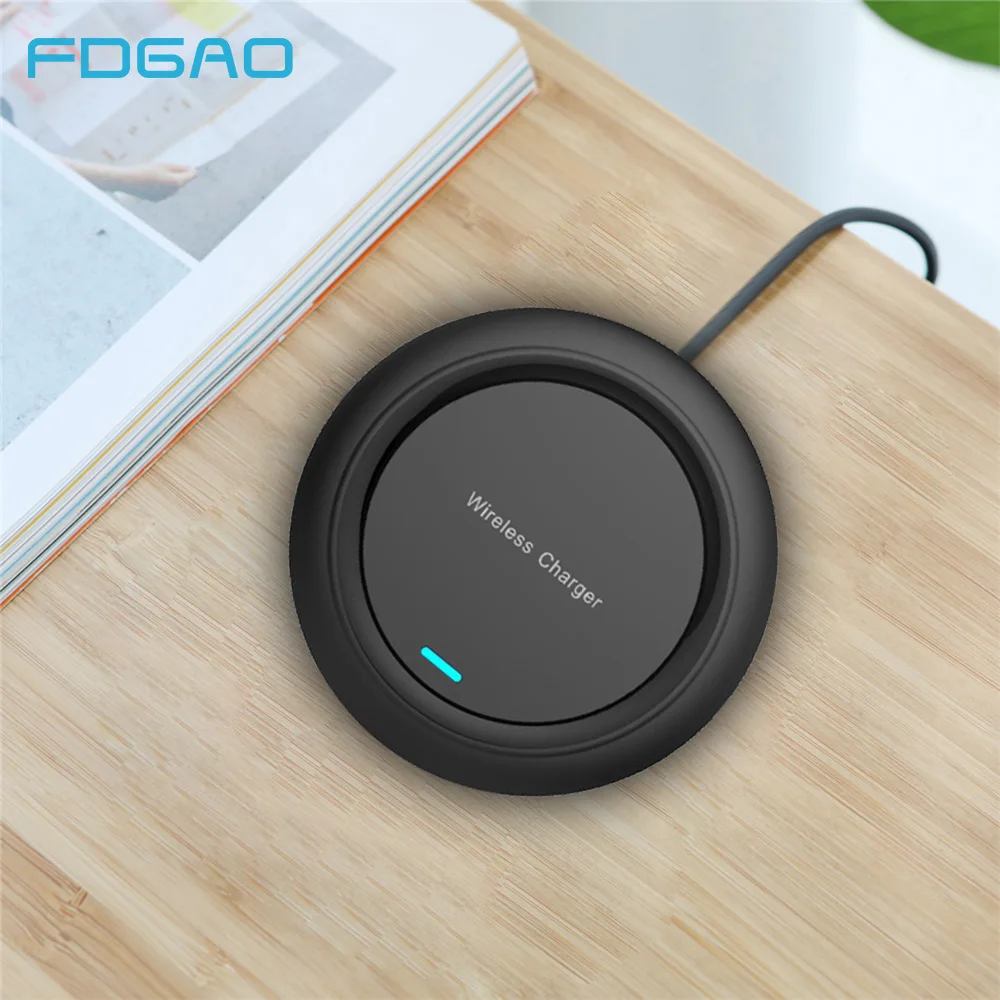 

FDGAO Qi Wireless Charger For iPhone 8 Plus X XR XS Max 10W Fast Charging for Samsung S8 S9 Note 9 8 Portable Phone Charger Pad