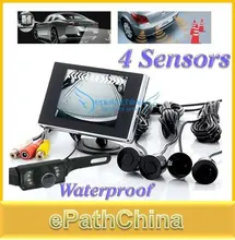 Brand New 2015 3.5 Inch LCD Waterproof Car Parking Rearview Monitor Kit with 4 Parking Sensors and Rear View Reverse Camera