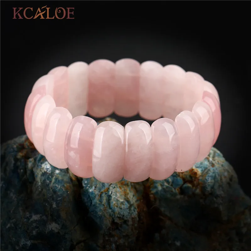 Tanie KCALOE fioletowy kryształ półszlachetne kamienie szlachetne elastyczne bransoletki bransoletki Pulseras szeroki naturalny kamień kobiety Charm bransoletka biżuteria