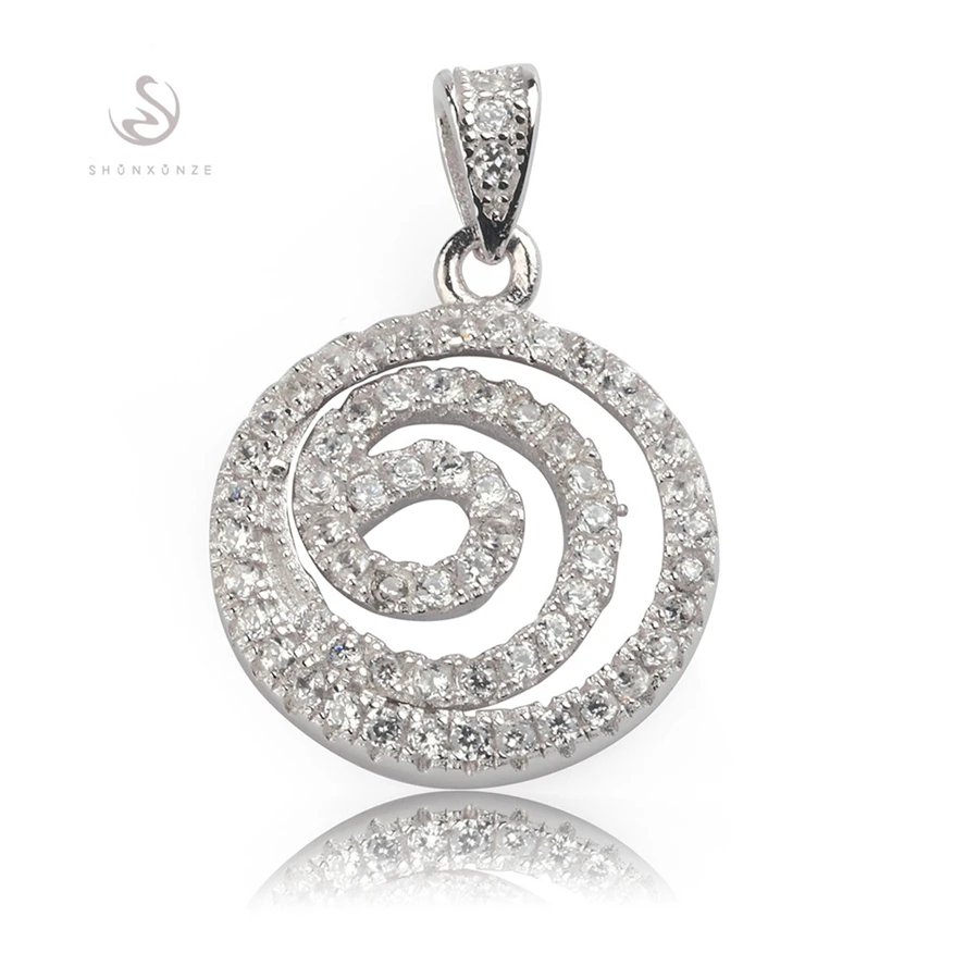 

SHUNXUNZE Hot Noble Generous Pendants White Cubic Zirconia Silver Plated R3170 European Jewelry For Women Wedding Party Birthday