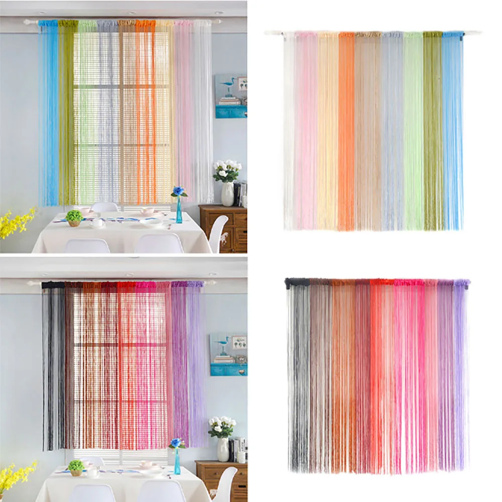 Us 6 94 9 Off 2m 1m 18 Colors String Curtains Window Living Room Bedroom Door Panel Curtain Divider Yarn String Curtain Strip Tassel Drape In