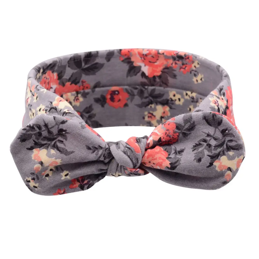

2017 Retro Vintage Lovely Girl Aqua Floral Headband Bow Knot Hairband Elastic Turban Headwrap Rabbit Ears Hair Band Accessories