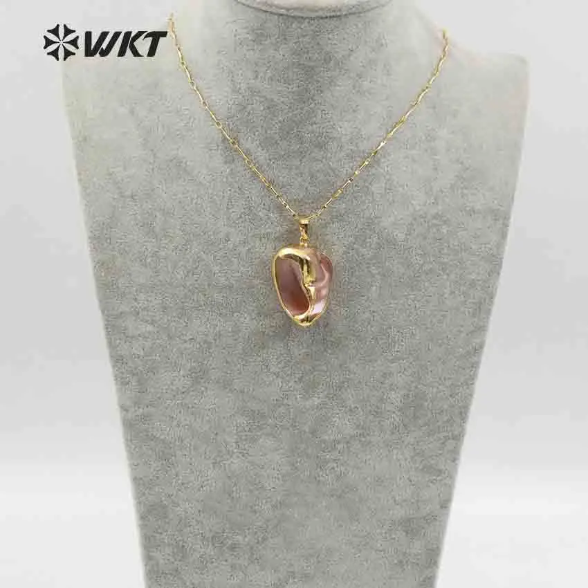 WT JN055 WKT excusion! Ожерелье с подвеской натуральный Каури золотой отделкой 18 дюймов