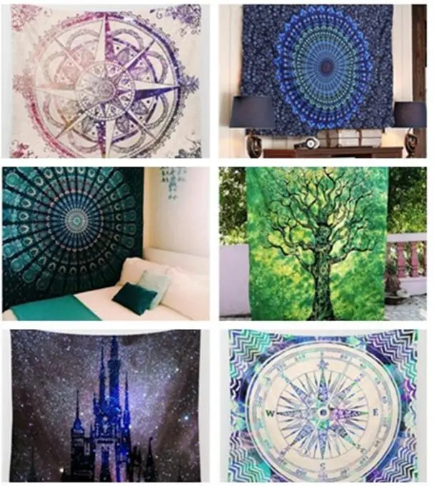 Hot Indian Elephant Mandala Flora Hippie Wall Hanging Tapestry Blanket