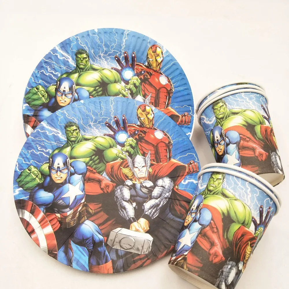20pcs Set 7inch Hulk Theme Plate Cup Kids Birthday Decoration
