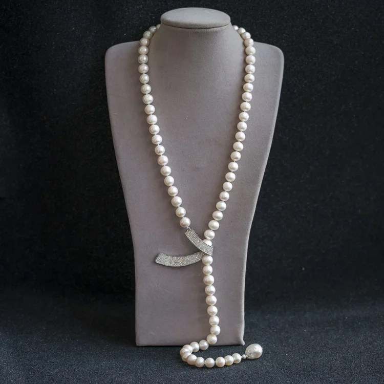 

100% Natural Pearl Long Necklace With Baroque Pendant Necklace 50cm Natural Pearl Necklace Jewelry Women Gifts