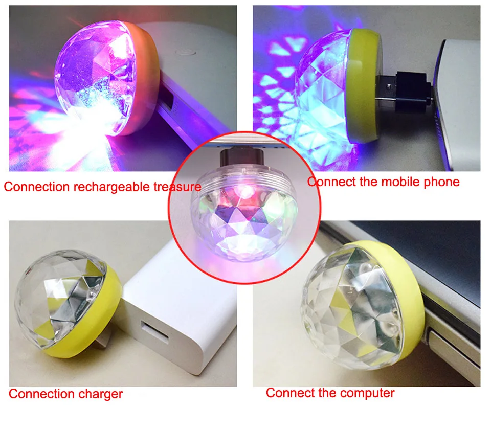 Мини USB СВЕТОДИОДНЫЙ вечерние светильник s Портативный хрустальный магический шар домашние вечерние украшения для караоке красочный сценический светодиодный светильник для дискотеки