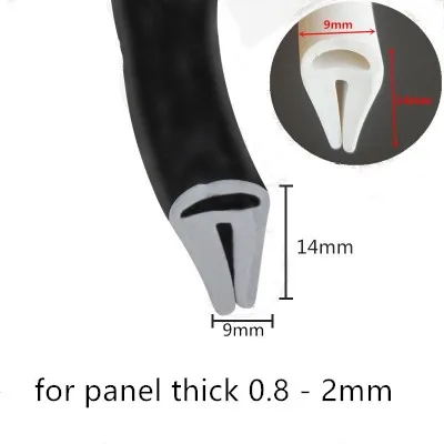 

Rubber Pipe U Strip for 0.8-2mm thick Glass Metal Wood Panel Edge Encloser Shield 14x9mm Black White