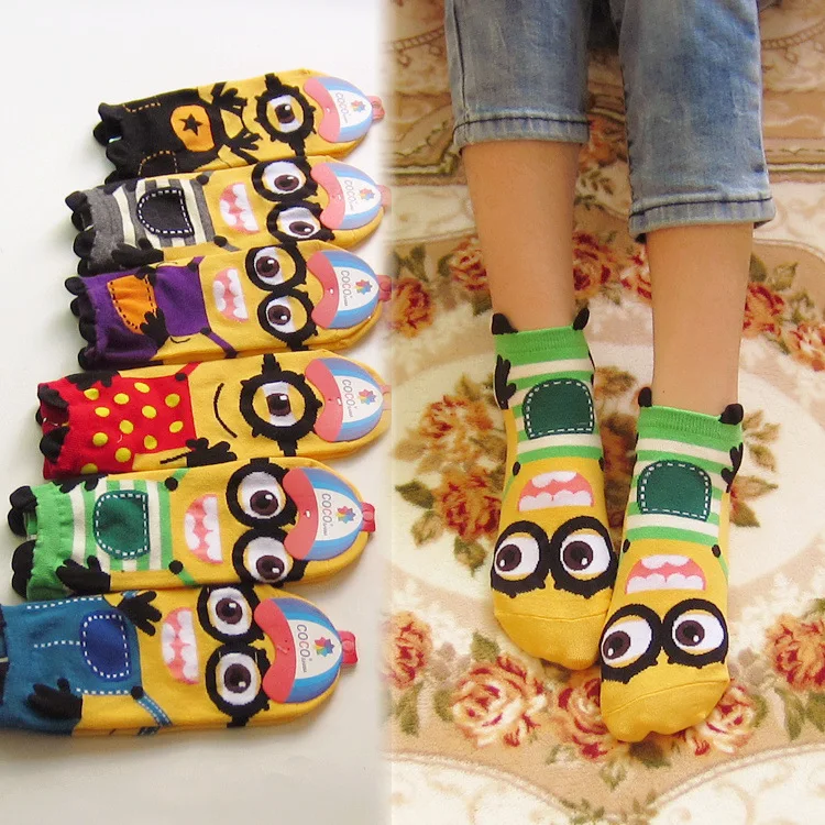 

Women Minions Socks Cute Cartoon Emoji Fashion 3D Minion Cartoon Characters Cotton Cute women socks