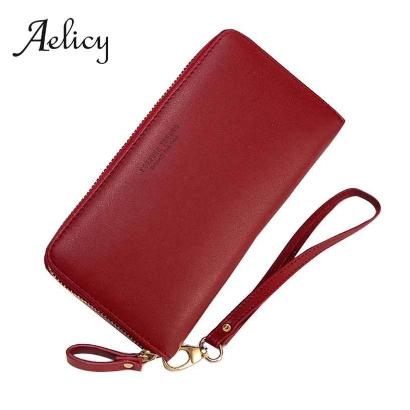 Aelicy клатч длинная молния женская кожаная сумка-клатч с ремешком на запястье multi-function card кошелек длинный сумка для телефона