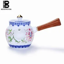 210 мл Jingdezhen винтажная ручная роспись Famille розовая Пастельная синяя и белая фарфоровая Боковая ручка чайный горшок кофейная чайная кружка, сосуды для питья