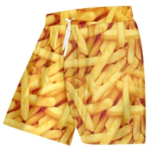 Забавные шорты для еды летние мужские и женские повседневные шорты милые фри 3D Принт Свободные пляжные шорты большие размеры 5XL 6XL одежда на заказ