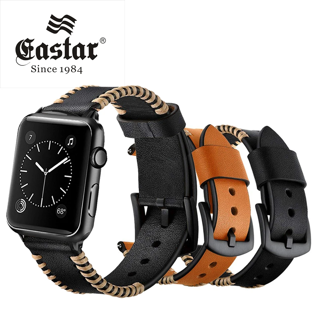 

Eastar hot sell White Wire Genuine Leather Strap for apple watch 42mm 38mm Strap for apple watch band Serise 3 2 1 Sport Loop