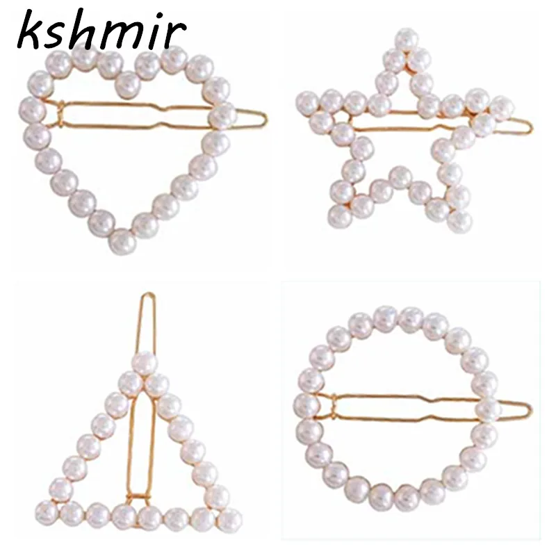 

Girls hairp fashion exquisite joker temperament geometric pure and fresh and restore ancient ways round pearl love joker hairpin