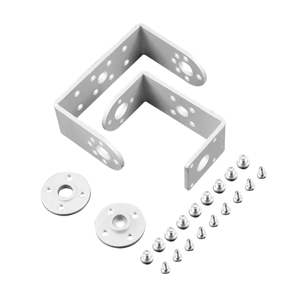 

F03711-A-3 Robot Intelligent Car Servo Spare Parts: Metal U holder + Round Servo Mount Bracket with Screws