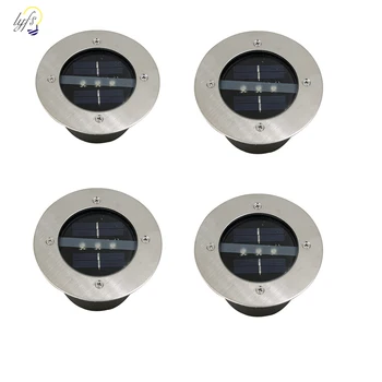 

4pcs/lot Outdoor Lighting Solar Powered Panel LED Floor Lamps Deck Light 3 LED Underground Light Garden Pathway Spot Lights
