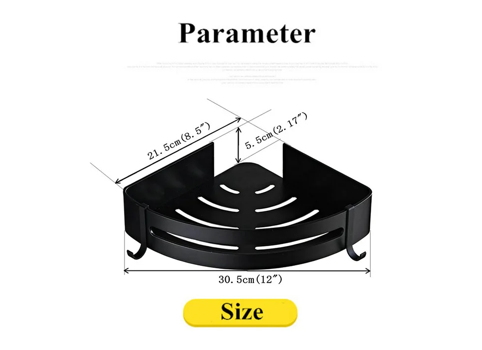 Душевая угловая полка Caddy для ванной комнаты самоклеющиеся клеевые винты для крепления на стену сверхпрочные алюминиевые 1 ярусные полки для хранения корзины черные