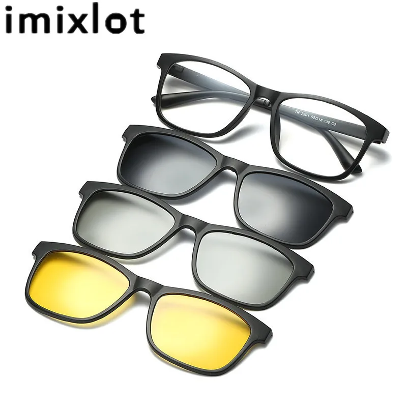 IMIXLOT UV400 Polarized Lens Myopia Clip On Sunglasses Men Women Night