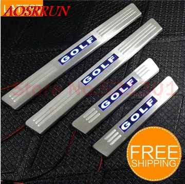 

LED Stainless Steel Door Sill Sills Scuff Plate for Volkswagen VW Golf 6 2009-2013 car accessories car-styling for 3D sticker