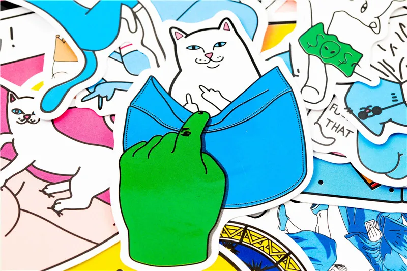 50pcsLot Funny Cartoon anime cat Stickers For children Moto & Suitcase Cool Laptop Graffiti Stickers Skateboard Kids Stickers (15)