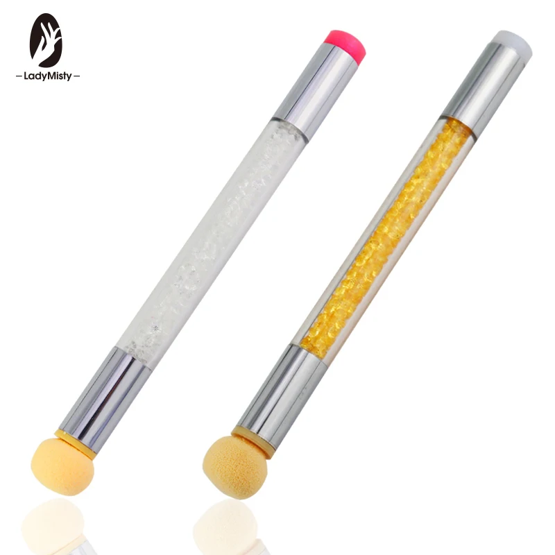 

Ladymisty Dual-ended Gradient Stamper Nail Brush Sponge Head Rhinestone Handle Brush Blooming UV Gel Pen