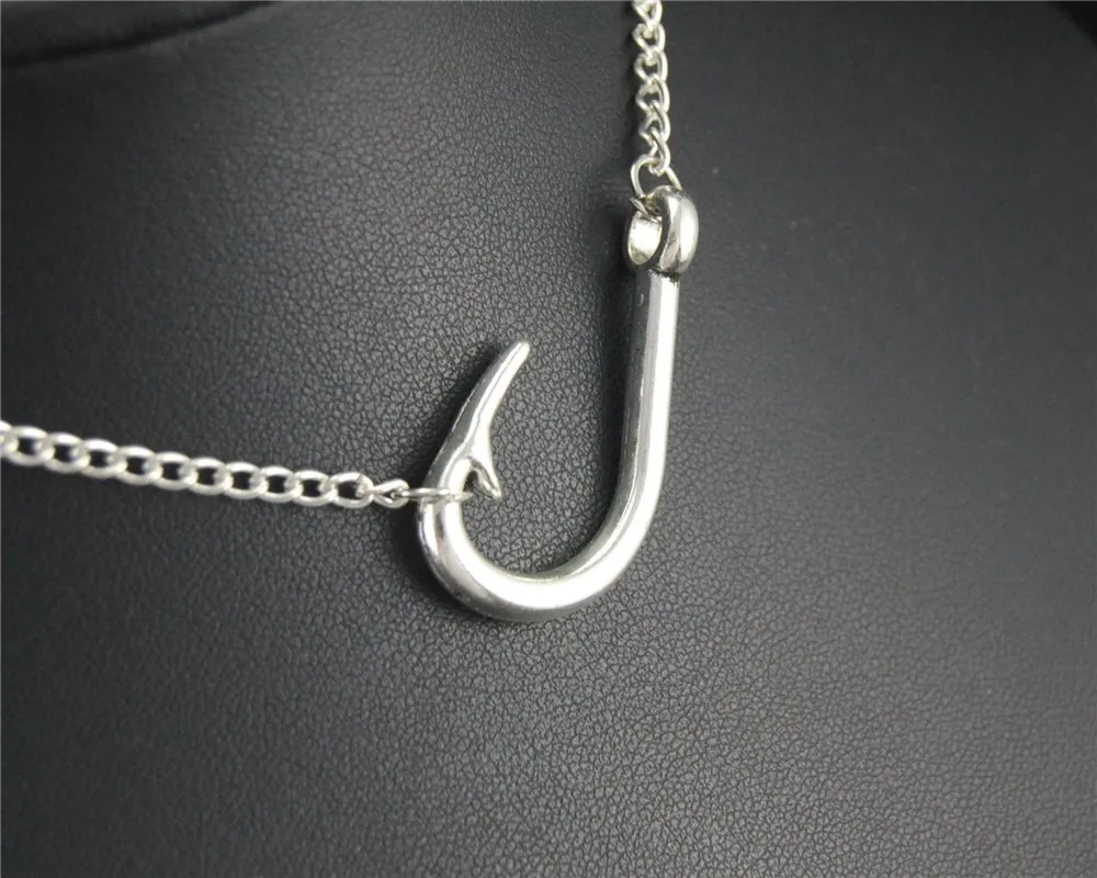 Buy 1pc Fishing Hook Metal Alloy Pendant Necklace DIY
