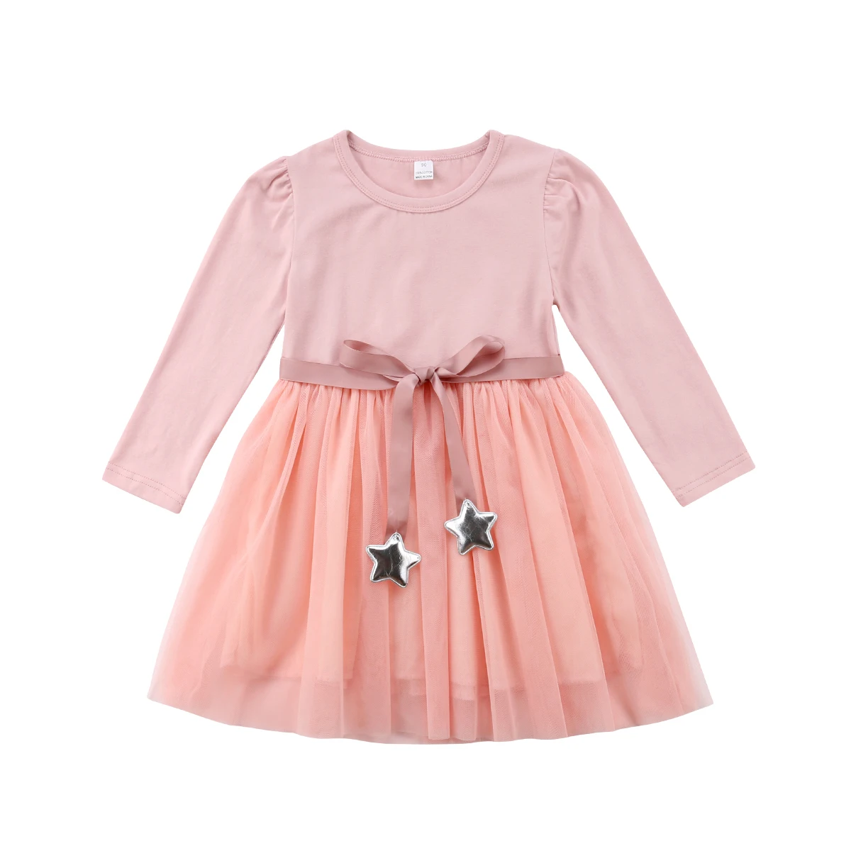 

Baby Cute Clothes Tulle Party Lace Tutu Dress Waisted Star Lace Up Cute Toddler Baby Girl Clothing Long Sleeve 6M-5T