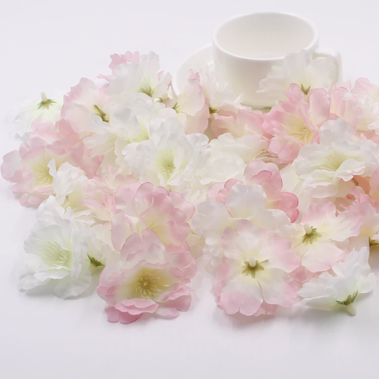 

100 pcs/lot 5.6cm Pink Artificial Silk Cherry Blossom Wedding Flower Bouquets Scrapbooking Diy Garland Hair Accessories