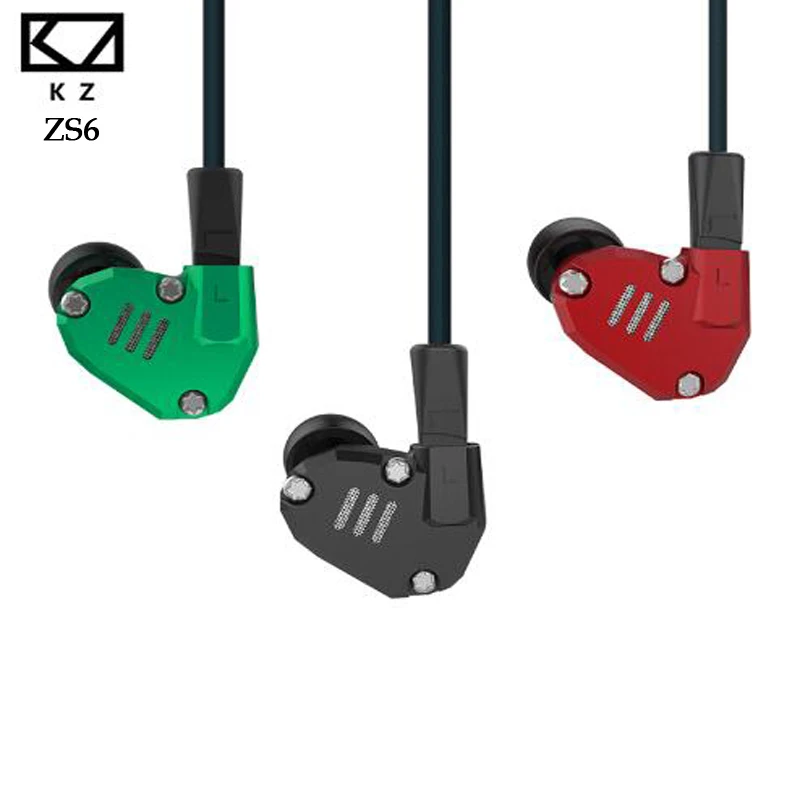 KZ ZS6 2DD 2BA Гибридный наушники в ухо DJ Hi-Fi работает Шум изоляции стерео гарнитура