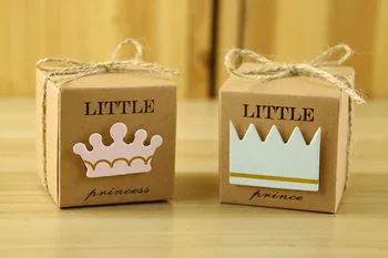 

Little Prince/Princess Kraft Paper Baby Shower Favor Box with Twine Bow Pack of 200pcs Holiday gift