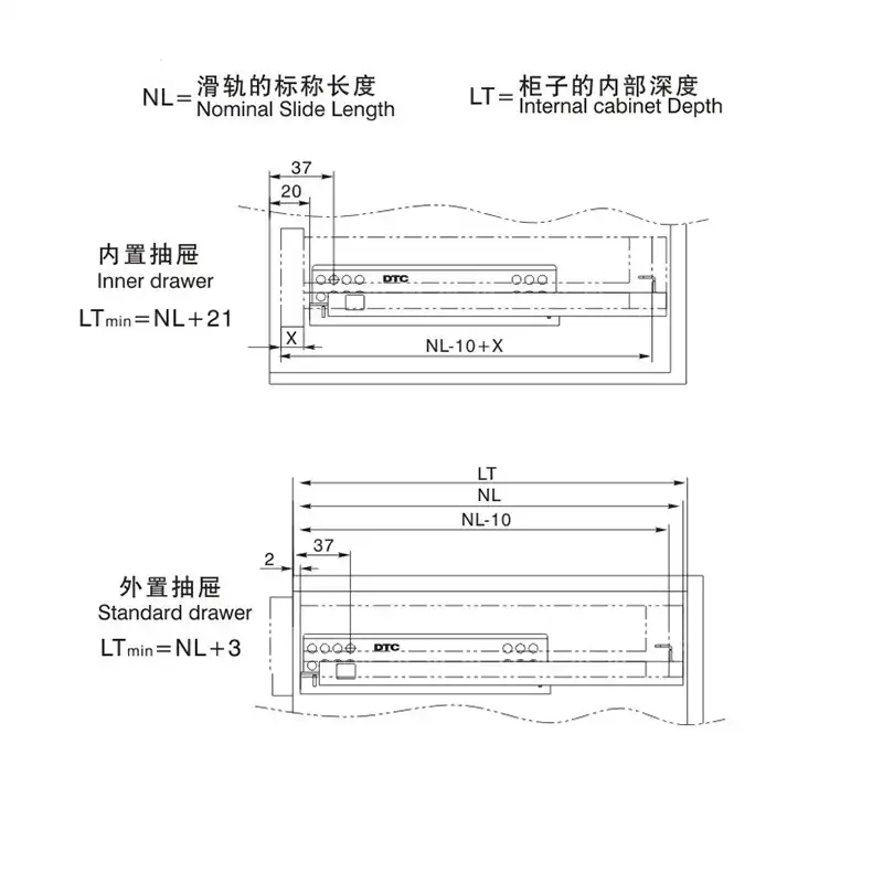 Under Mount Single Extension Drawer Slide Soft Close 3 4 Extension