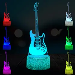 Прохладный музыкальный инструмент гитара 3D лампа RGB светодиодный лампы USB настроение исчезают ночной фонарик многоцветный подарок на день