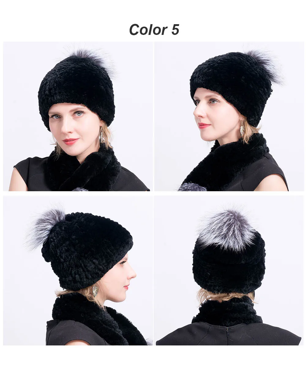 rex rabbit fur hat pompom color 5