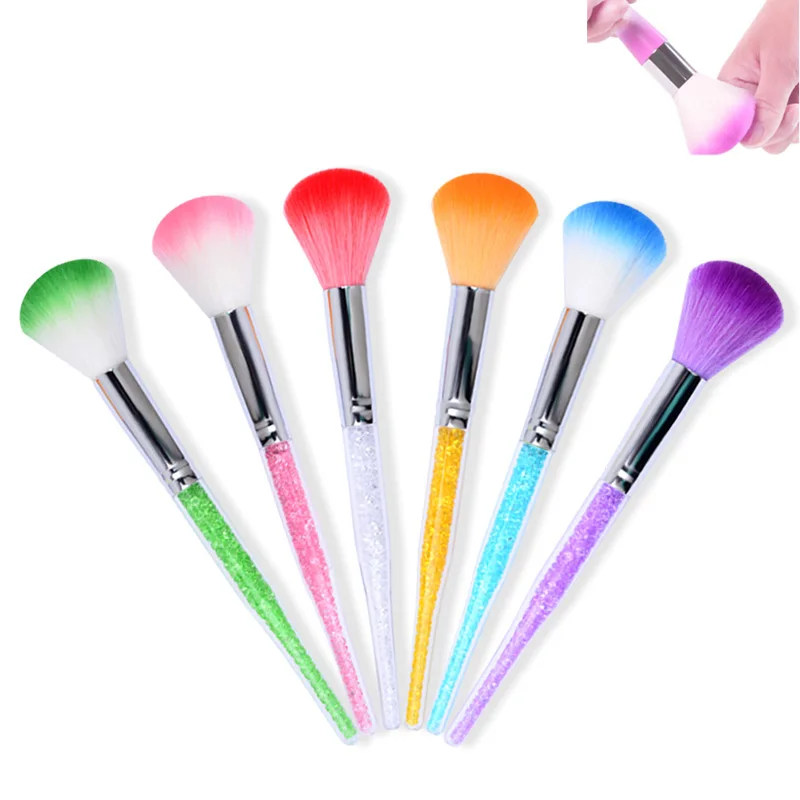 

1 piece 6 Colors Nail Glitter Brush Dust Clean Acrylic UV Gel Powder Remover Rhinestone Handle Brushes For Nails Manicure Tools