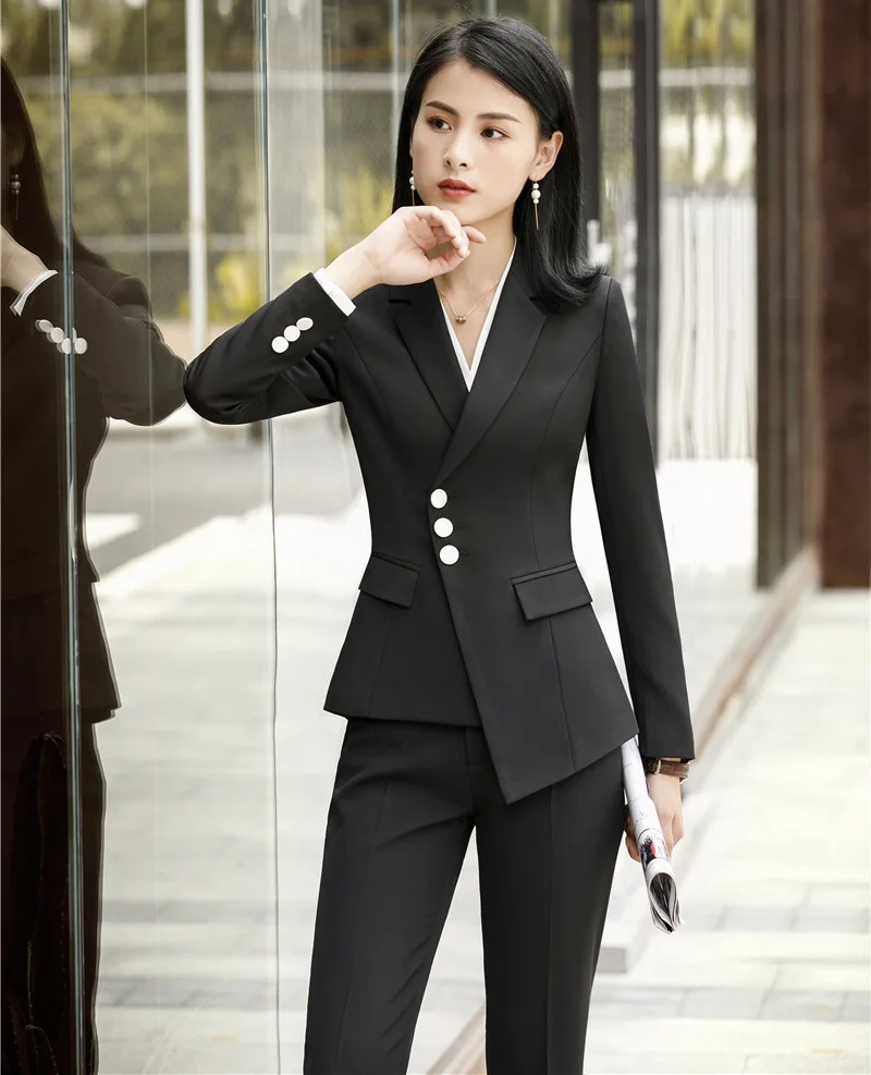 Ladies Office Uniform Styles Pantsuits With Tops and Pants Sets for ...