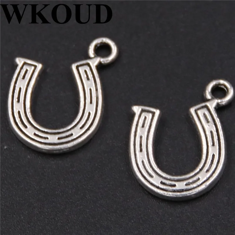 

WKOUD 30pcs Antique Sliver Horseshoe Charm Pendant DIY Necklace Bracelet Bangle Findings 17X13mm A234