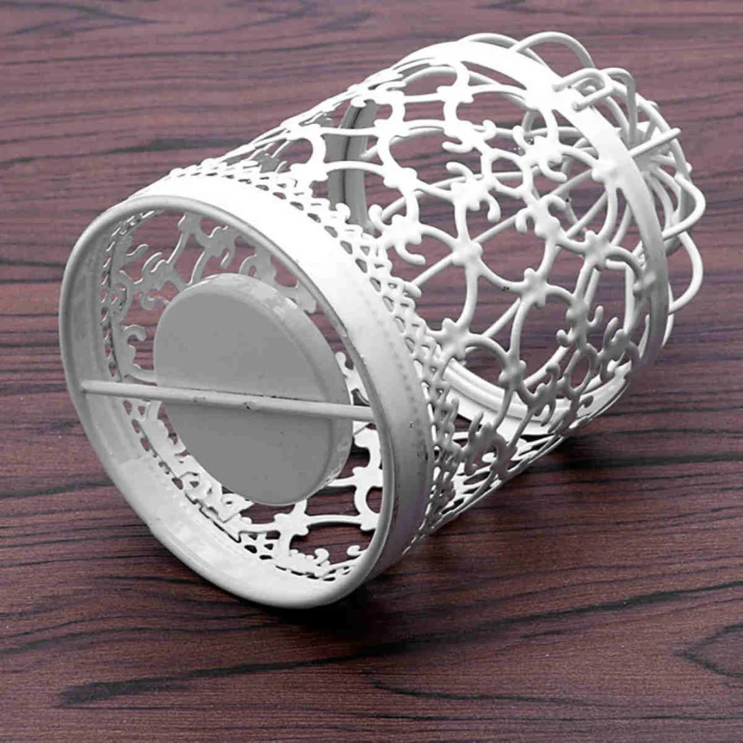 1pc Metal Hollow Candle Holder Tealight Candlestick Hanging Lantern Bird Cage White