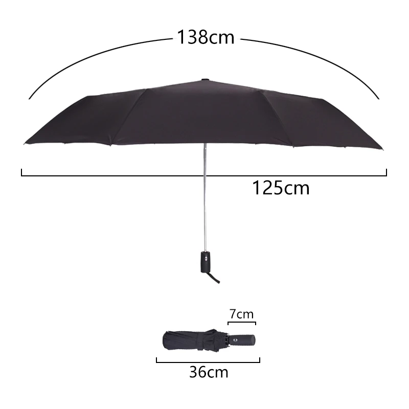 Семейный 125 см автоматический большой зонт от дождя Женский 3 складной деловой Зонт мужской качественный 10 к ветрозащитные большие Зонты Прямая поставка