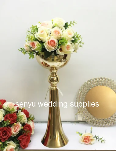 Стиль Лидер продаж рост Свадебный центральный металлический канделябр Золотой центральный senyu0310