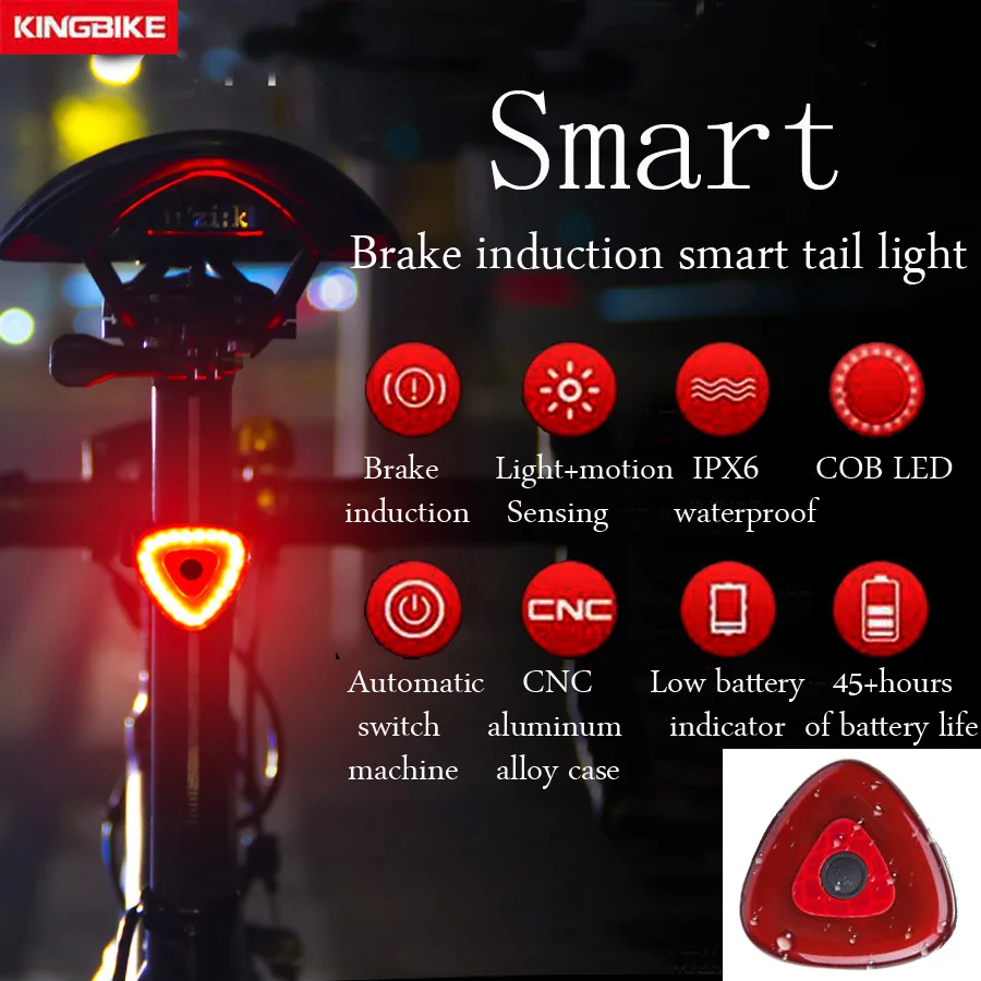 

BASECAMP Bike Light Bicycle Flashlight Rear Light Auto Start / Stop Brake Sensing IPx6 Waterproof LED Charging Cycling Taillight