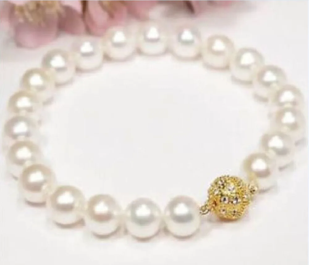 

very charming 11-12mm white AAA+ south sea natural pearl bracelet 7.5 " @