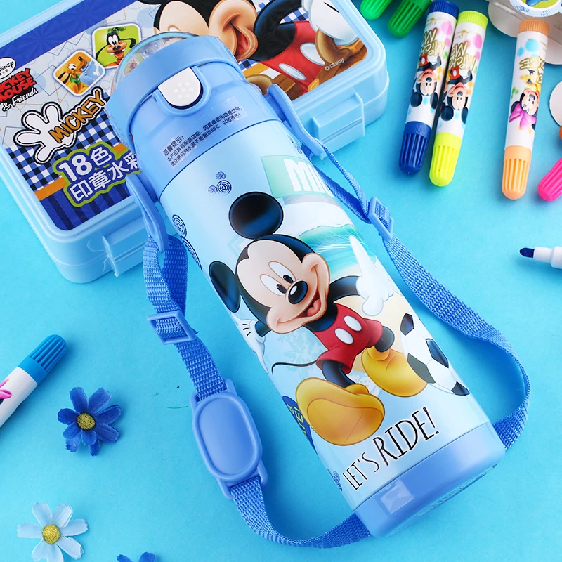 Disney thermos Bottle with straw Thermo Cup for Children Vacuum Flask