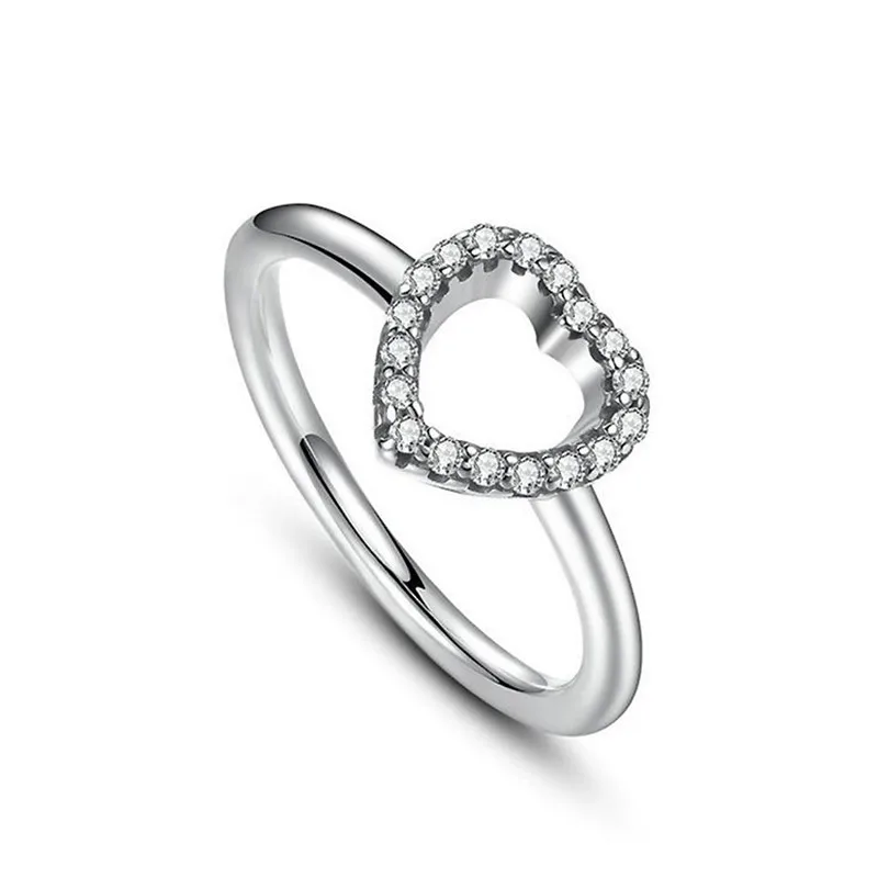 

Pan home s925 silver puzzle heart-shaped ring zircon vintage sterling silver frame female ring Valentine's Day Day gift female