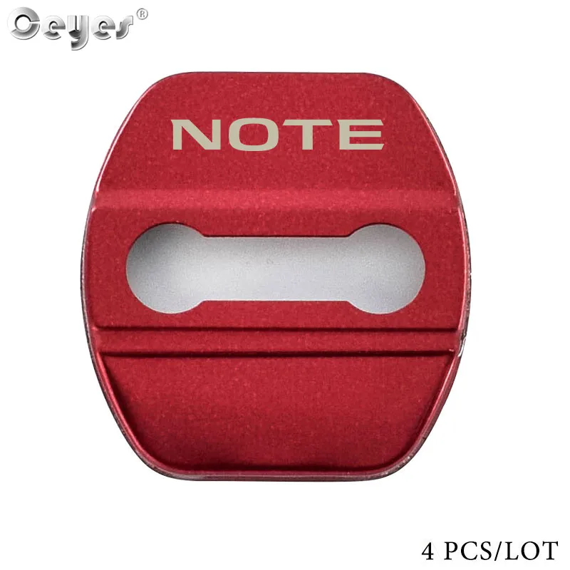 Ceyes автомобильный Стайлинг автоэмблема защита дверей замок чехол для Nissan NOTE для note аксессуары из нержавеющей стали наклейки - Цвет: For NOTE Red