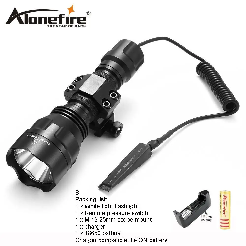 AloneFire C8 CREE XM-L2 T6 светодиодный тактический светильник фонарь страйкбол прицел ружья светильник 18650 перезаряжаемый аккумулятор - Испускаемый цвет: C8 M-13-B