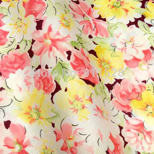 Цветочный принт хлопковая ткань с цветочным узором, саржевая тканая хлопковая ткань, постельные принадлежности одеяло лоскутное изделие ткань продается на полметра 160 см 63"