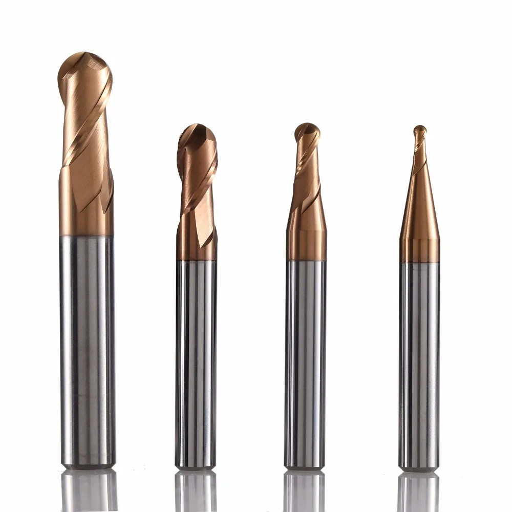 

HMX-2B solid carbide 2 flute ball nose NANO coated end mill cnc milling cutter cutting tools for hardened steel machining HRC68